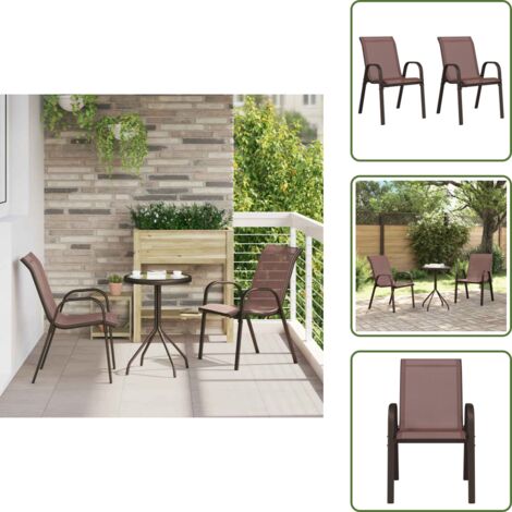 Sillas de jardín marrón - vidaXL Sillas de jardín apilables 2 unidades textilene marrón - Sillas de jardín con funda impermeable