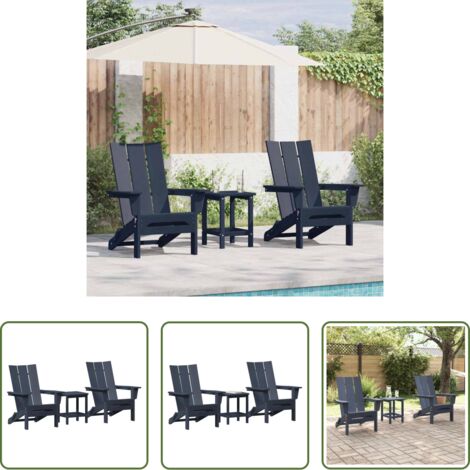 Sillas de jardín modernas -  Silla de Jardín 3 pcs Azul Marino 80.5 x 74.5 x 92 cm