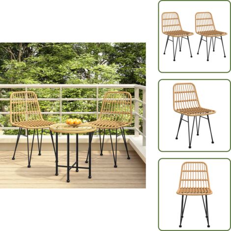 Sillas de jardín para balcón - vidaXL Sillas de jardín 2 unidades ratán sintético 48x62x84 cm - Sillas de jardín con respaldo