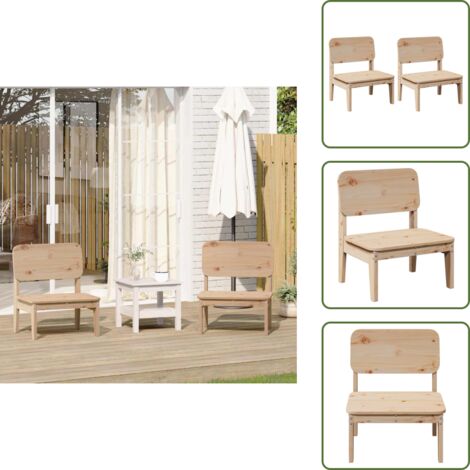 Sillas de jardín para exteriores - vidaXL Sillas de jardín 2 uds madera maciza pino 60x52,5x72 cm - Sillas de jardín rústicas