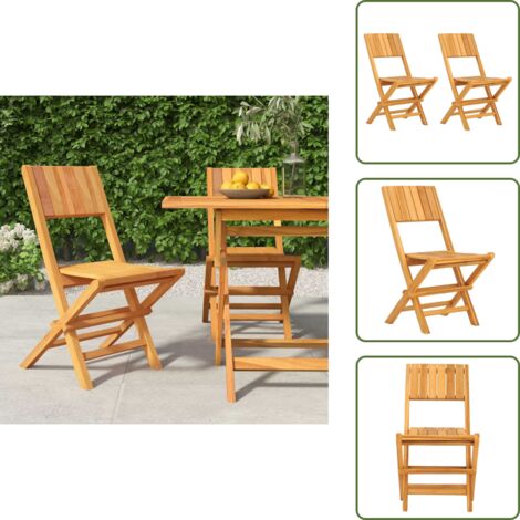 Sillas de jardín para exteriores - vidaXL Sillas de jardín plegables 2 uds madera maciza teca 47x61x90cm - Sillas de jardín con respaldo
