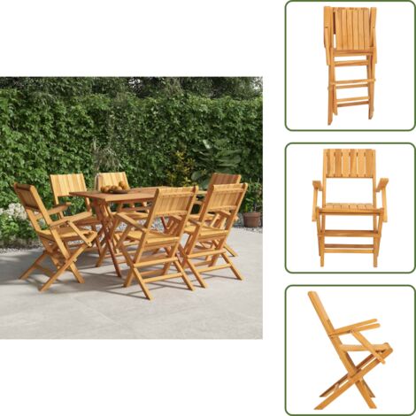 Sillas de jardín para exteriores - vidaXL Sillas de jardín plegables 6 uds madera maciza teca 55x61x90 cm - Sillas de jardín con respaldo