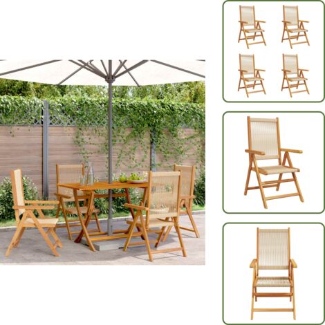 Sillas de jardín para exteriores - vidaXL Sillas de jardín reclinables 4 uds madera maciza acacia beige - Sillas de jardín con respaldo reclinable