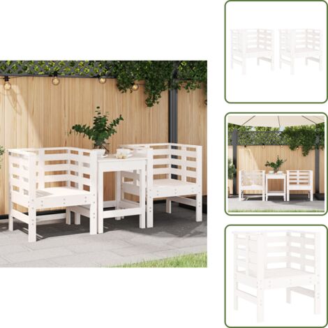 Sillas de jardín para patio - vidaXL Sillas de jardín 2 uds madera maciza pino blanco 61,5x53x71 cm - Sillas de jardín para terraza