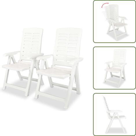 Sillas de jardín para patio - vidaXL Sillas de jardín reclinables 2 unidades plástico blanco - Sillas reclinables