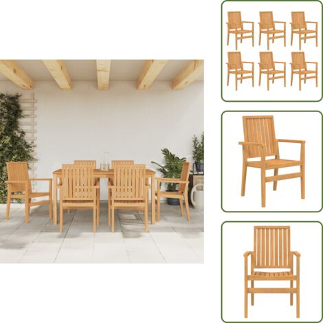 Sillas de jardín para terraza - vidaXL Sillas de jardín apilables 6 uds madera de teca 56,5x57,5x91 cm - Sillas de jardín para patio