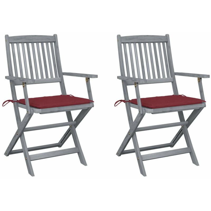 

Sillas de jardin plegables 2 uds cojines madera maciza acacia