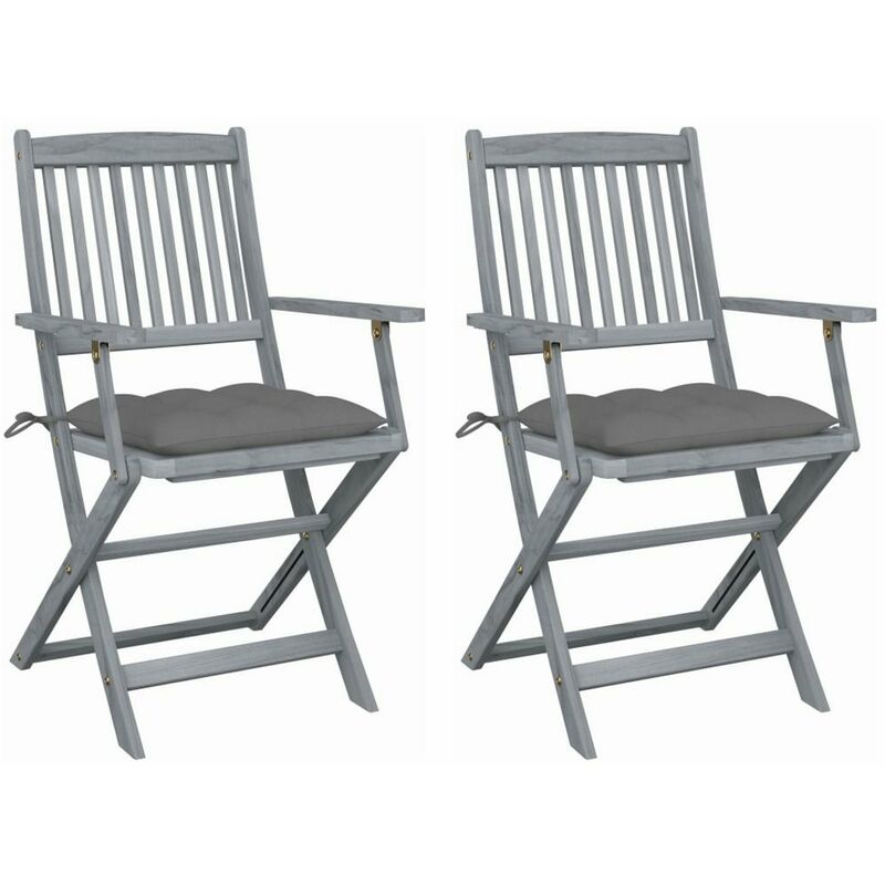 

Sillas de jardin plegables 2 uds cojines madera maciza acacia