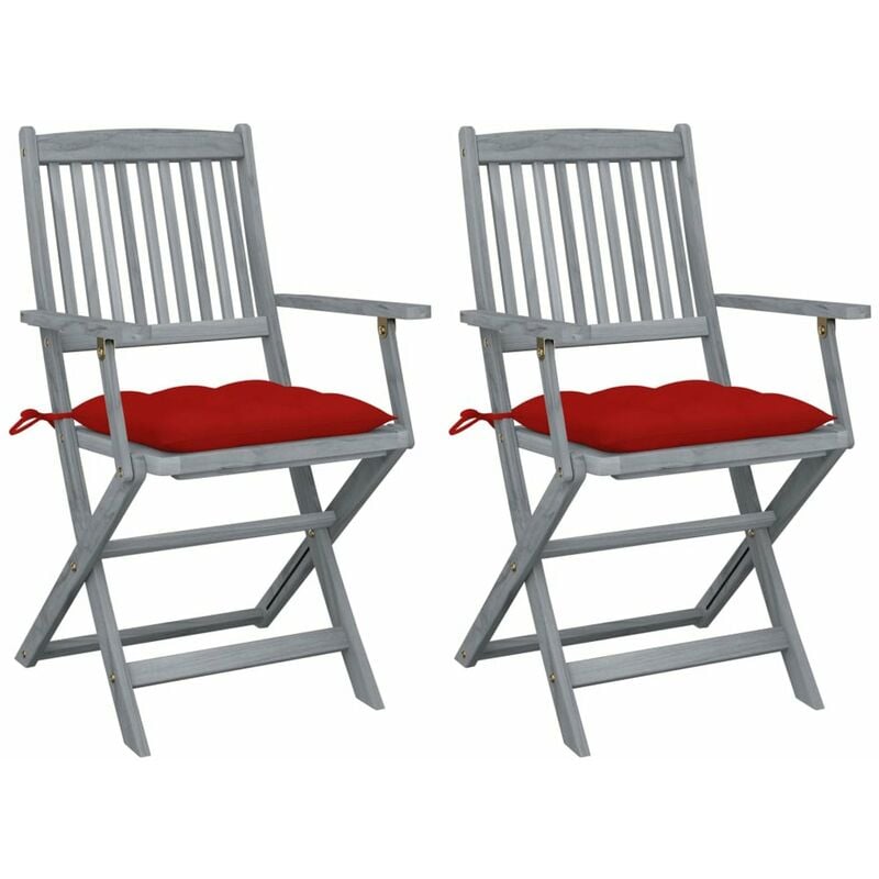 

Sillas de jardin plegables 2 uds cojines madera maciza acacia