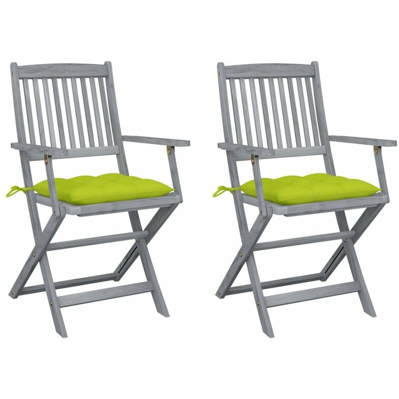 

Sillas de jardin plegables 2 uds cojines madera maciza acacia