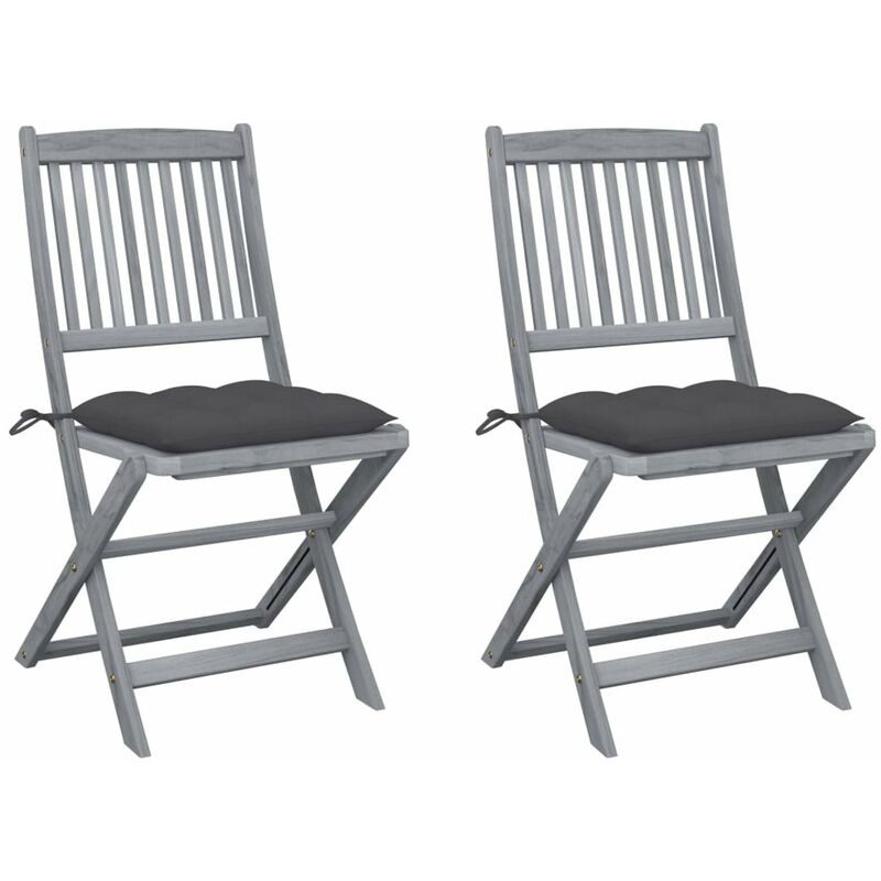 

Sillas de jardin plegables 2 uds cojines madera maciza acacia