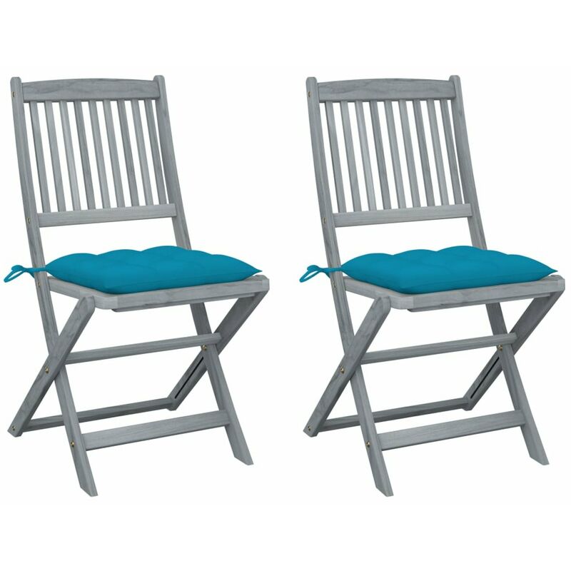 

Sillas de jardin plegables 2 uds cojines madera maciza acacia