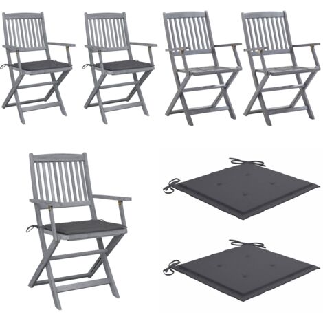 Sillas de jardín plegables 2 uds cojines madera maciza acacia - Sillas plegables - Sillas de comedor