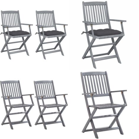 Sillas de jardín plegables 2 uds cojines madera maciza acacia - Sillas plegables - Sillas de comedor