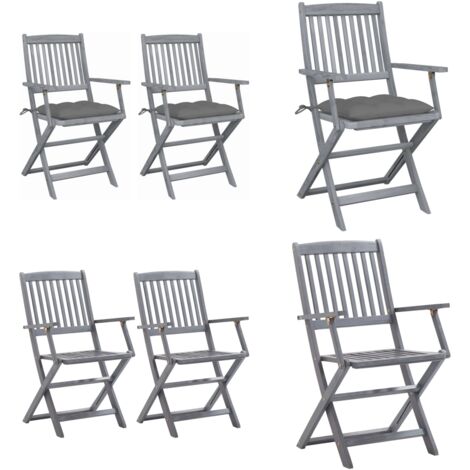 Sillas de jardín plegables 2 uds cojines madera maciza acacia - Sillas plegables - Sillas de comedor