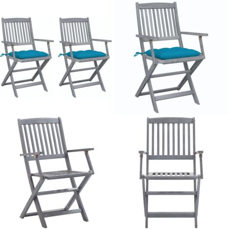Sillas de jardín plegables 2 uds cojines madera maciza acacia - Sillas plegables - Sillas de comedor