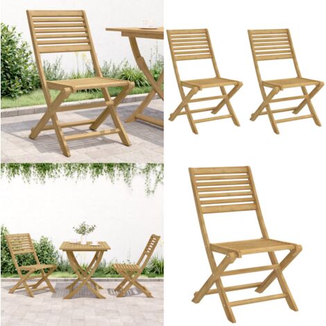 Sillas de jardín plegables 2 uds madera acacia 48,5x61,5x87 cm - Sillas de exterior - Sillas de jardín plegables