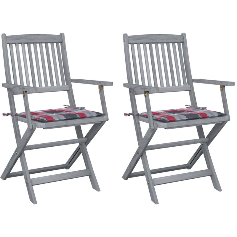 

Sillas de jardin plegables 2 uds madera maciza acacia y cojines