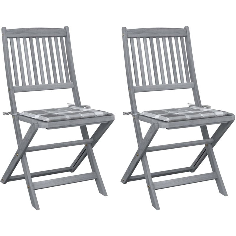 

Sillas de jardin plegables 2 uds madera maciza acacia y cojines