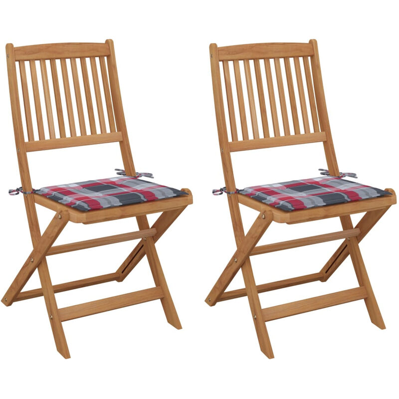 

Sillas de jardin plegables 2 uds madera maciza acacia y cojines