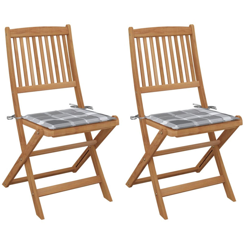 

Sillas de jardin plegables 2 uds madera maciza acacia y cojines