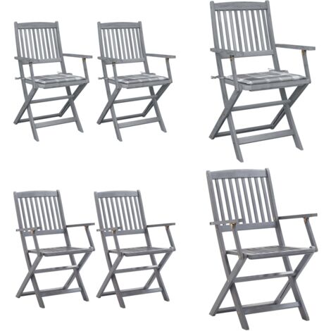Sillas de jardín plegables 2 uds madera maciza acacia y cojines - Sillas plegables - Sillas de comedor