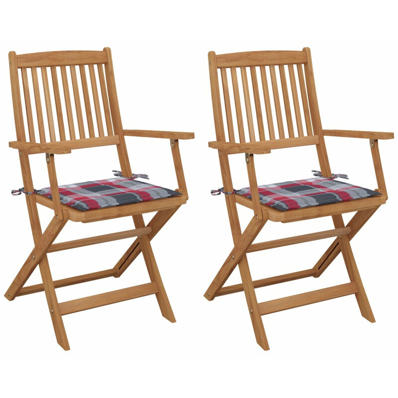 

Happyshopping - Sillas de jardin plegables 2 uds y cojines madera maciza acacia
