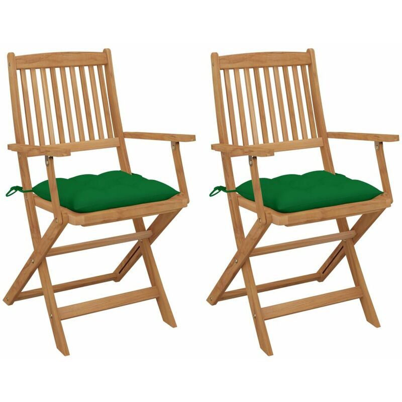 

Sillas de jardin plegables 2 uds y cojines madera maciza acacia