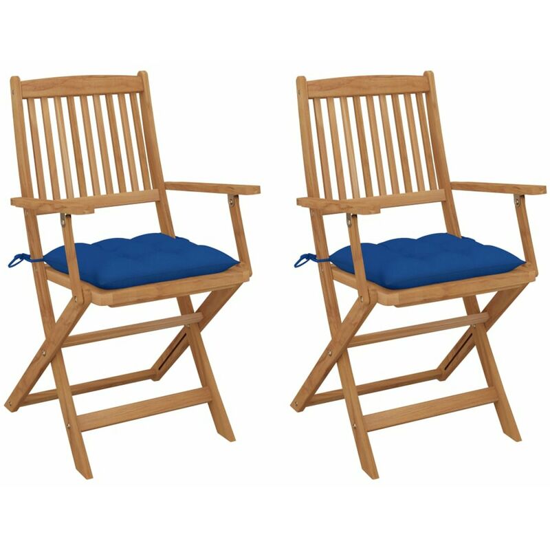 

Sillas de jardin plegables 2 uds y cojines madera maciza acacia