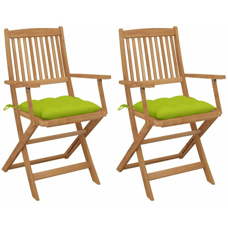 

Sillas de jardin plegables 2 uds y cojines madera maciza acacia