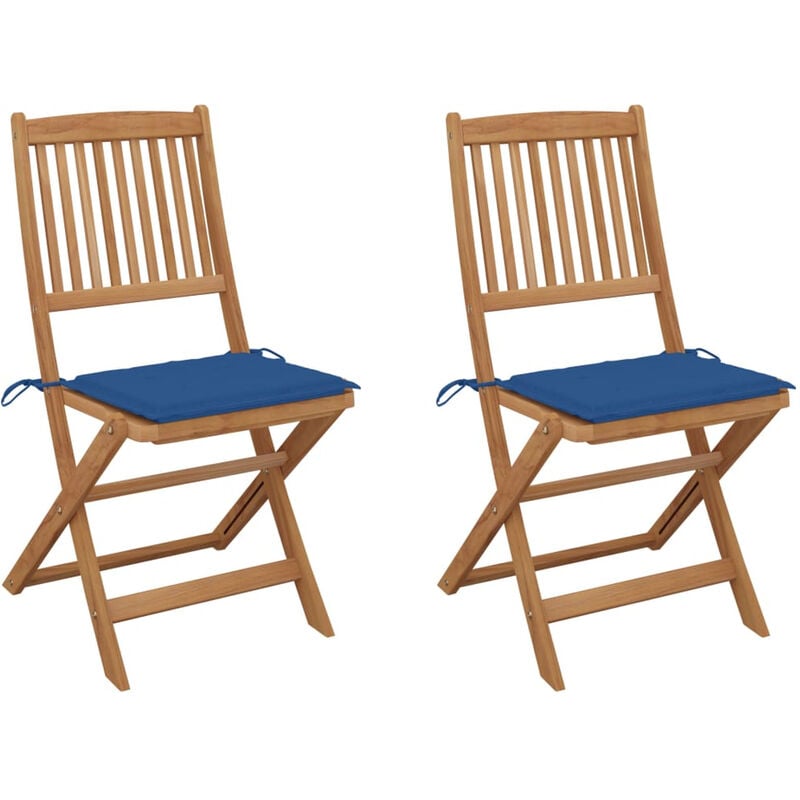 

Sillas de jardin plegables 2 uds y cojines madera maciza acacia