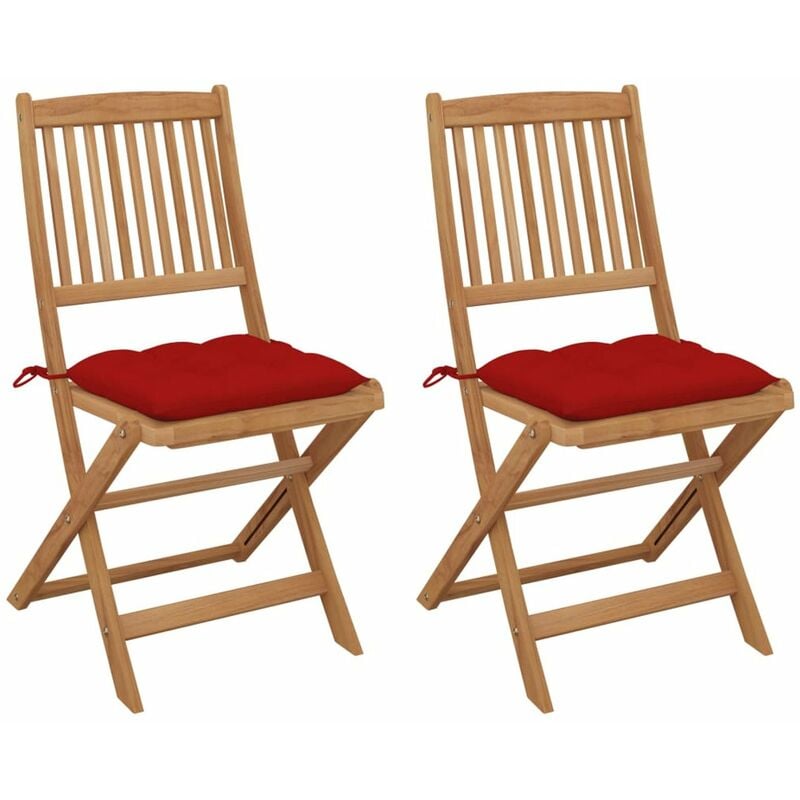 

Sillas de jardin plegables 2 uds y cojines madera maciza acacia