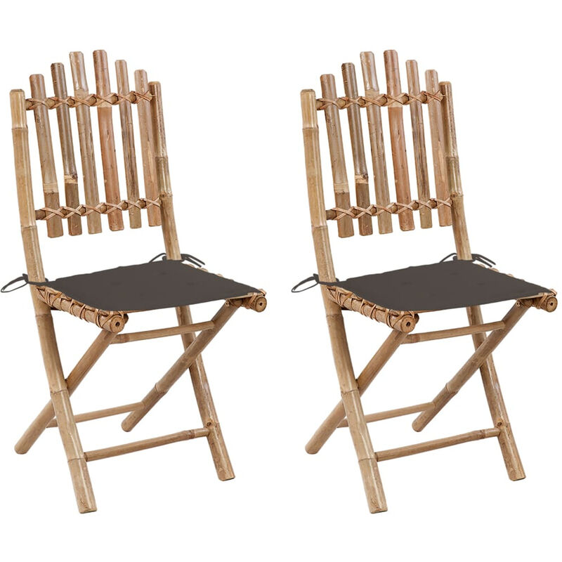 

Sillas de jardin plegables 2 unidades bambu con cojines