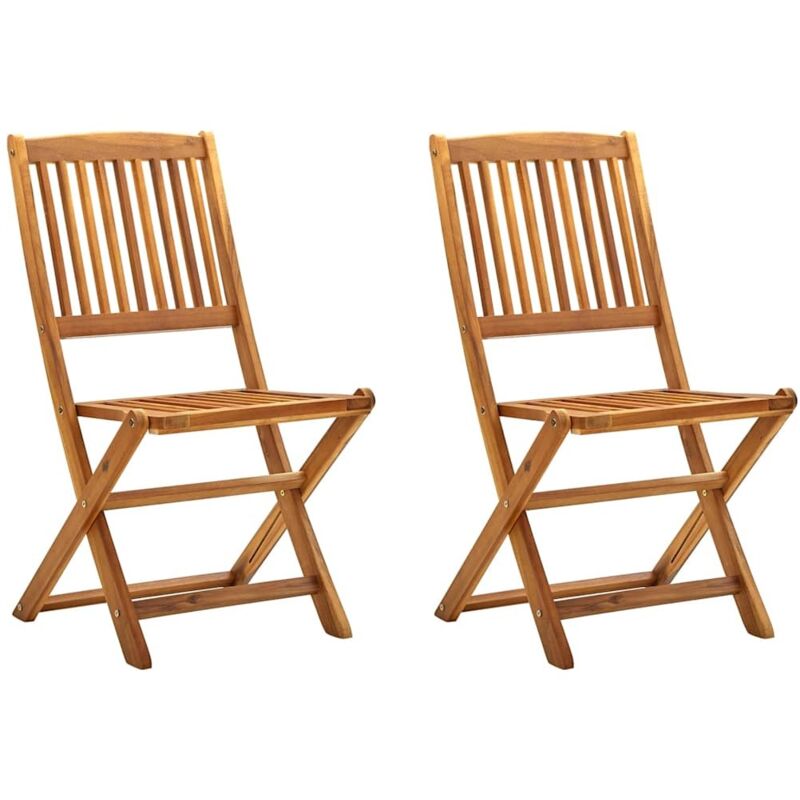 

vidaXL Madera Maciza de Acacia Sillas de Jardín Plegables 2 Unidades Natural - Marrón