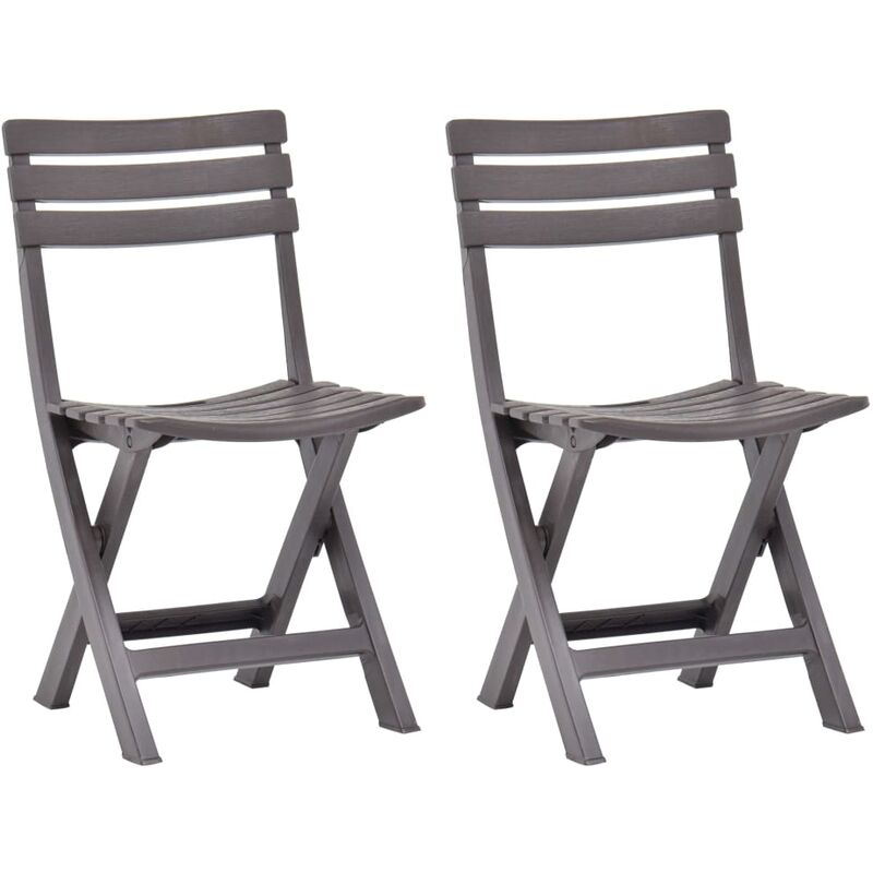 

vidaXL Sillas de jardín plegables 2 unidades plástico color moca - Gris
