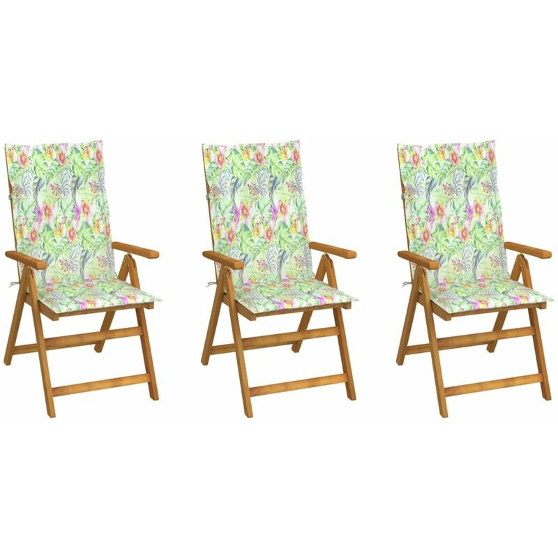

Sillas de jardin plegables 3 uds madera maciza acacia cojines