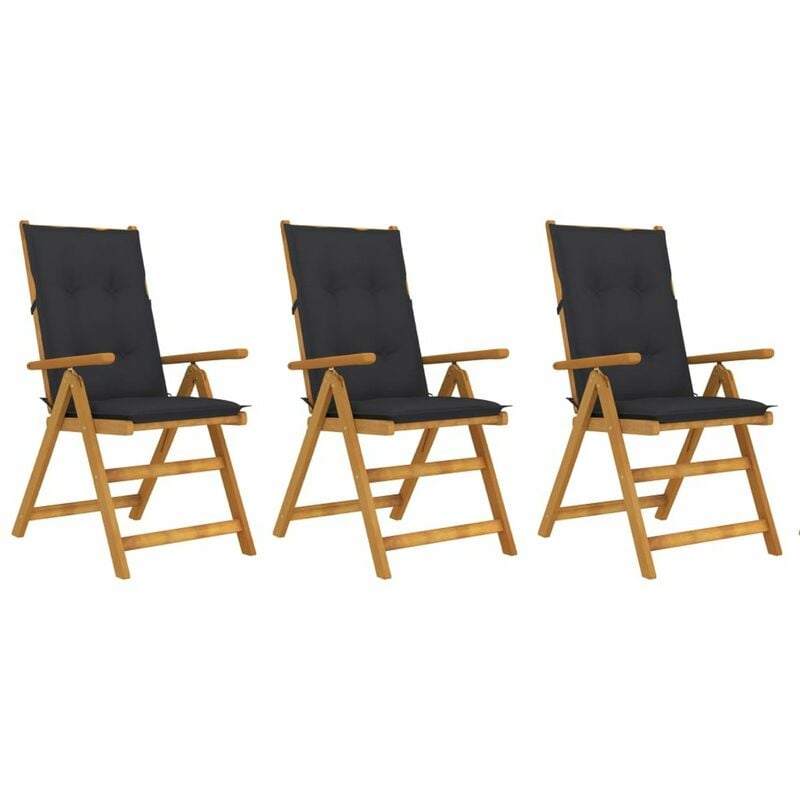 

Sillas de jardin plegables 3 uds madera maciza acacia cojines