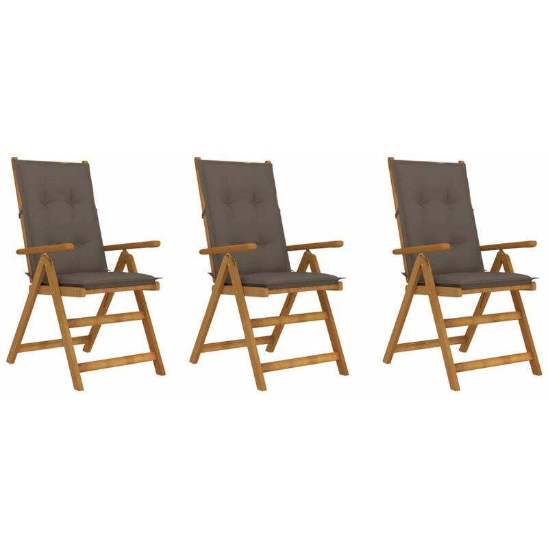 

Sillas de jardin plegables 3 uds madera maciza acacia cojines
