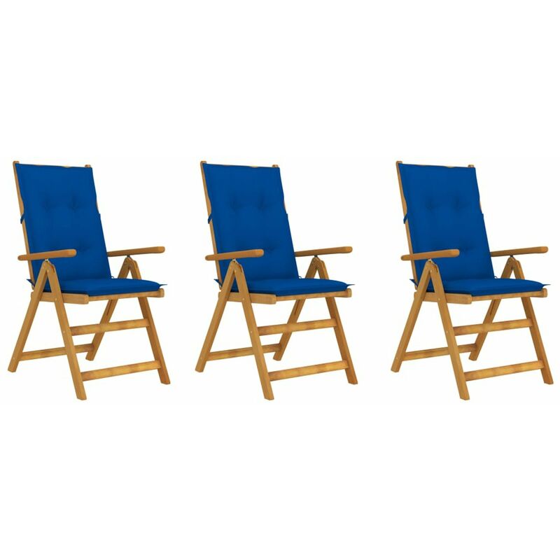 

Sillas de jardin plegables 3 uds madera maciza acacia cojines