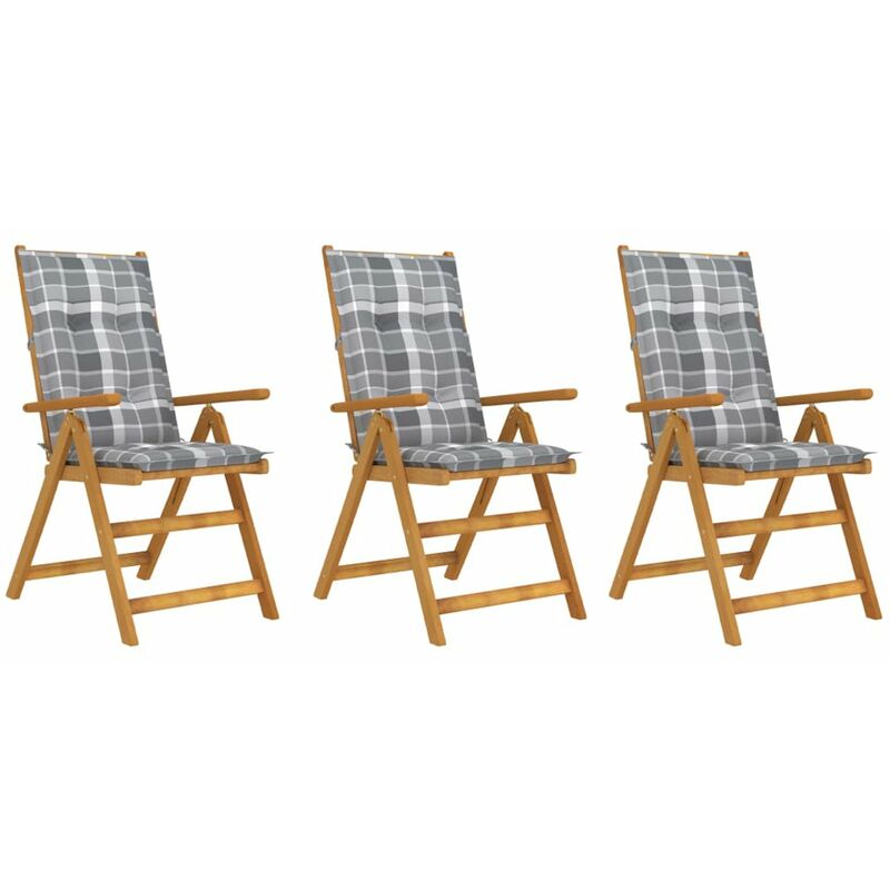 

Sillas de jardin plegables 3 uds madera maciza acacia cojines