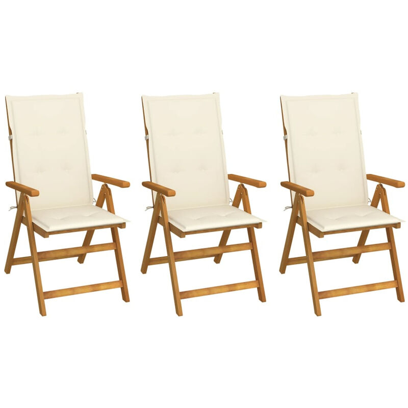 

Sillas de jardin plegables 3 uds y cojines madera maciza acacia