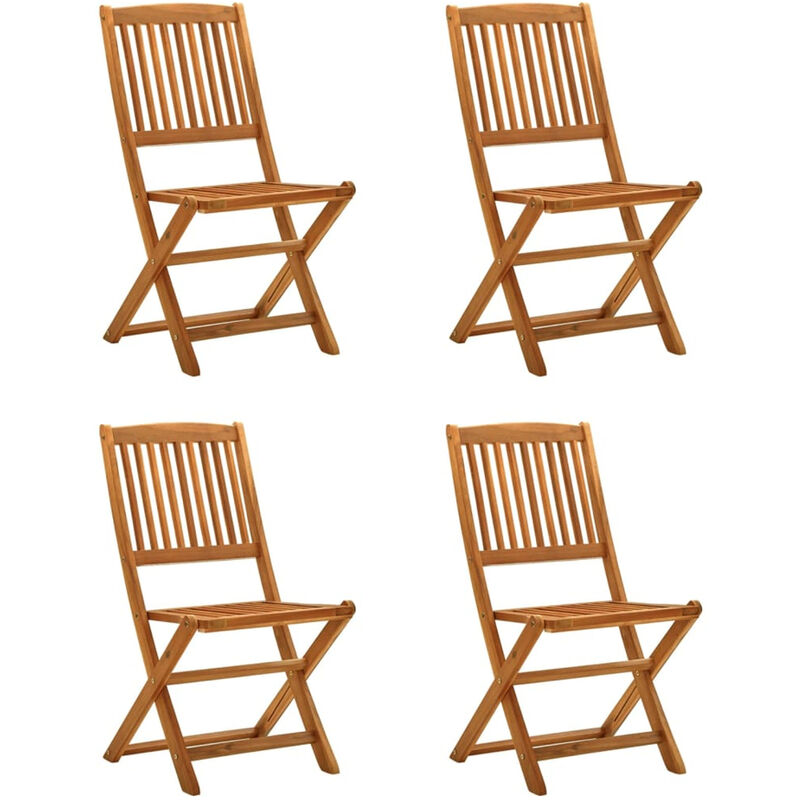 

Happyshopping - Sillas de jardin plegables 4 pzas madera maciza de eucalipto