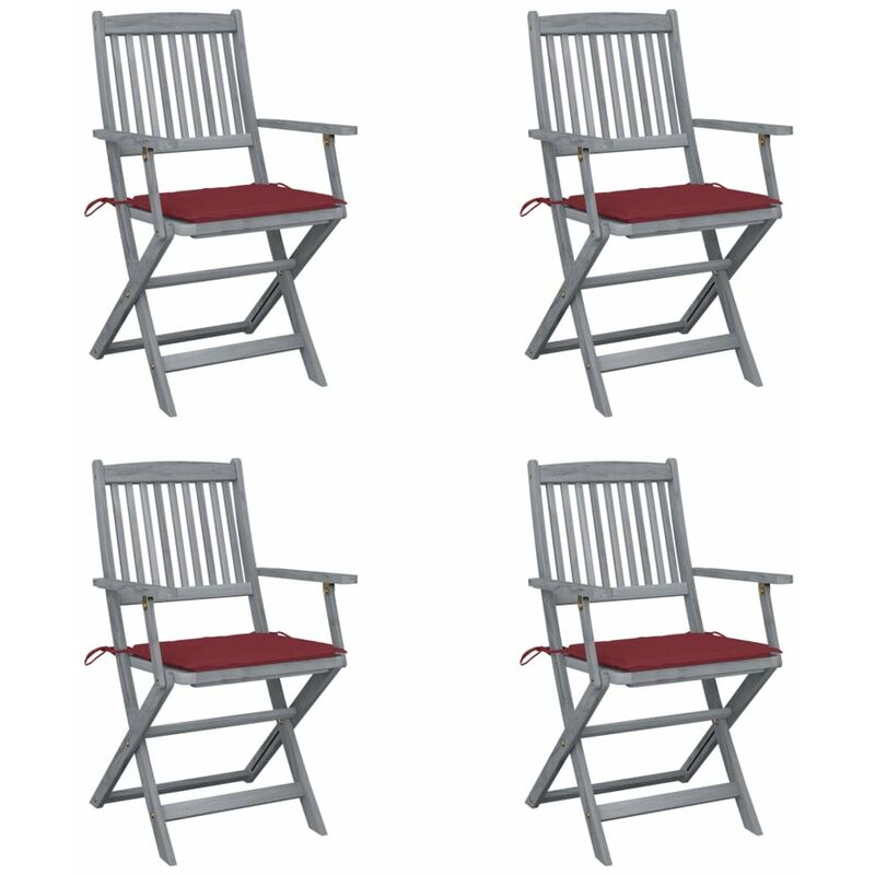 

Sillas de jardin plegables 4 uds cojines madera maciza acacia