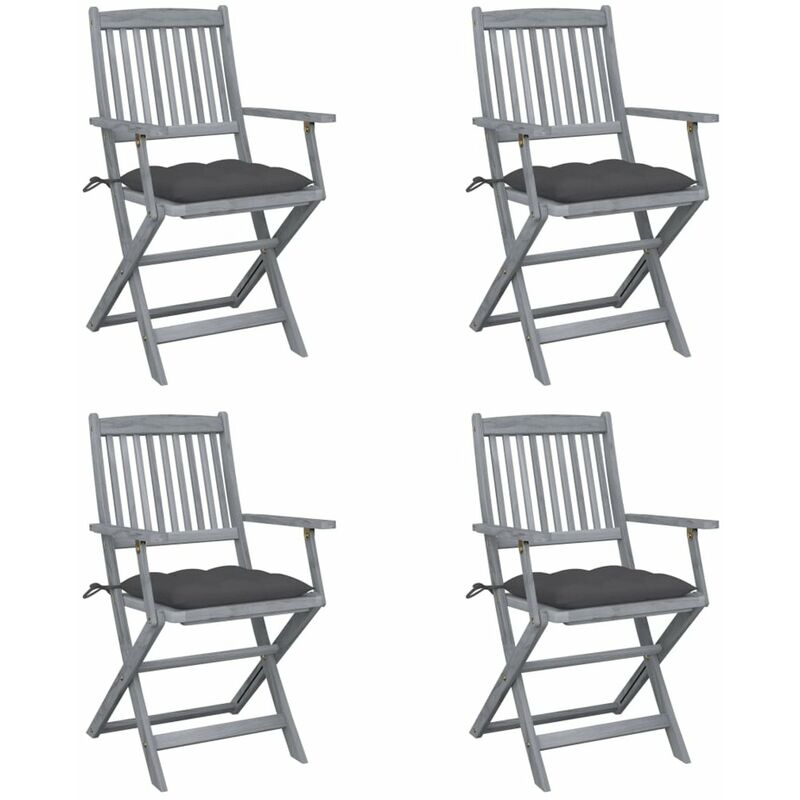 

Sillas de jardin plegables 4 uds cojines madera maciza acacia