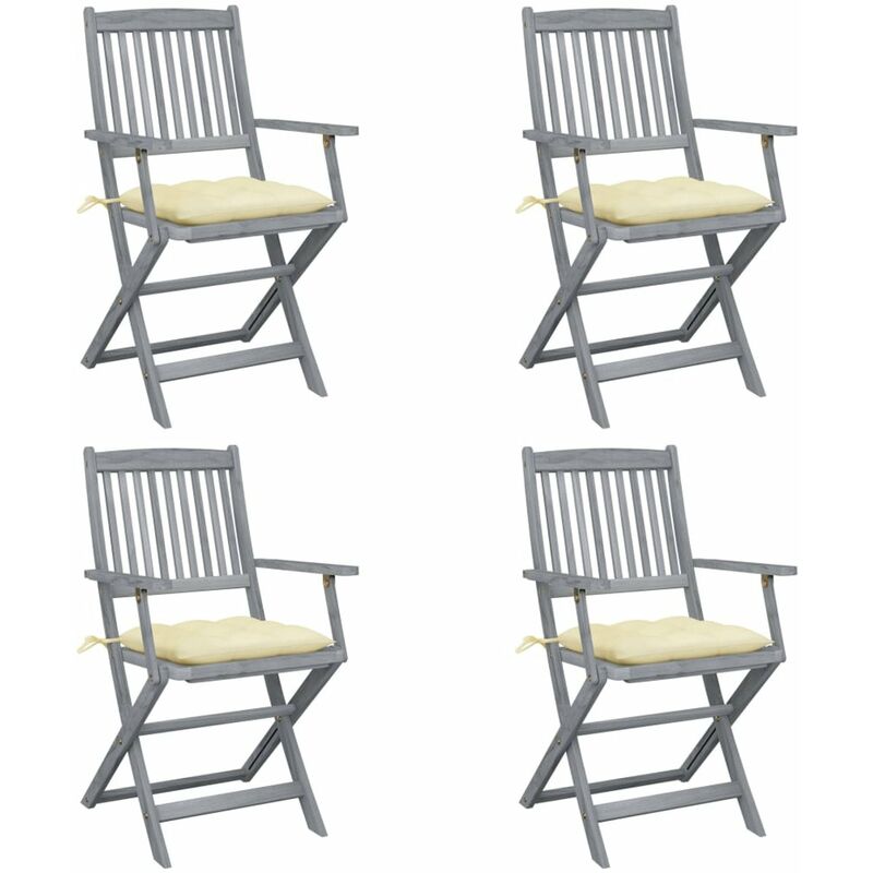 

Sillas de jardin plegables 4 uds cojines madera maciza acacia