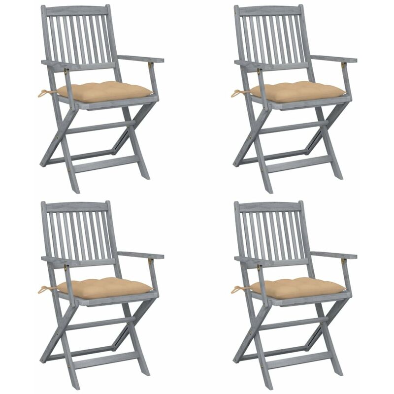 

Sillas de jardin plegables 4 uds cojines madera maciza acacia