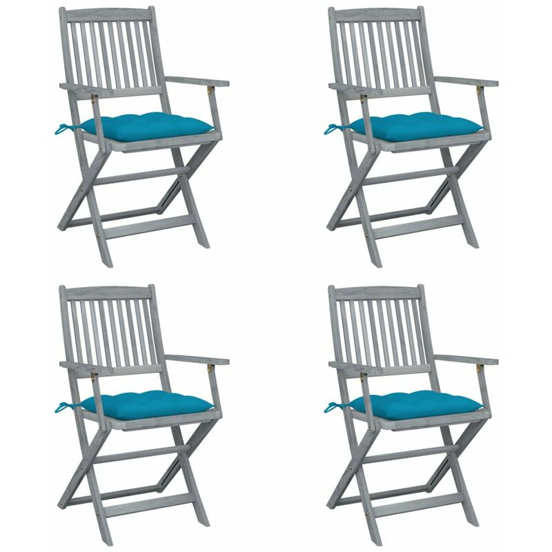 

Sillas de jardin plegables 4 uds cojines madera maciza acacia