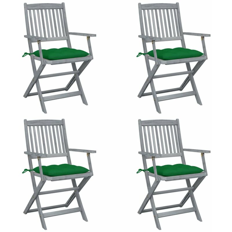 

Sillas de jardin plegables 4 uds cojines madera maciza acacia