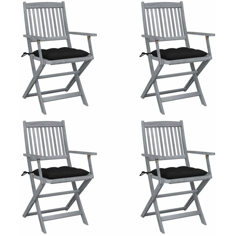 

Sillas de jardin plegables 4 uds cojines madera maciza acacia