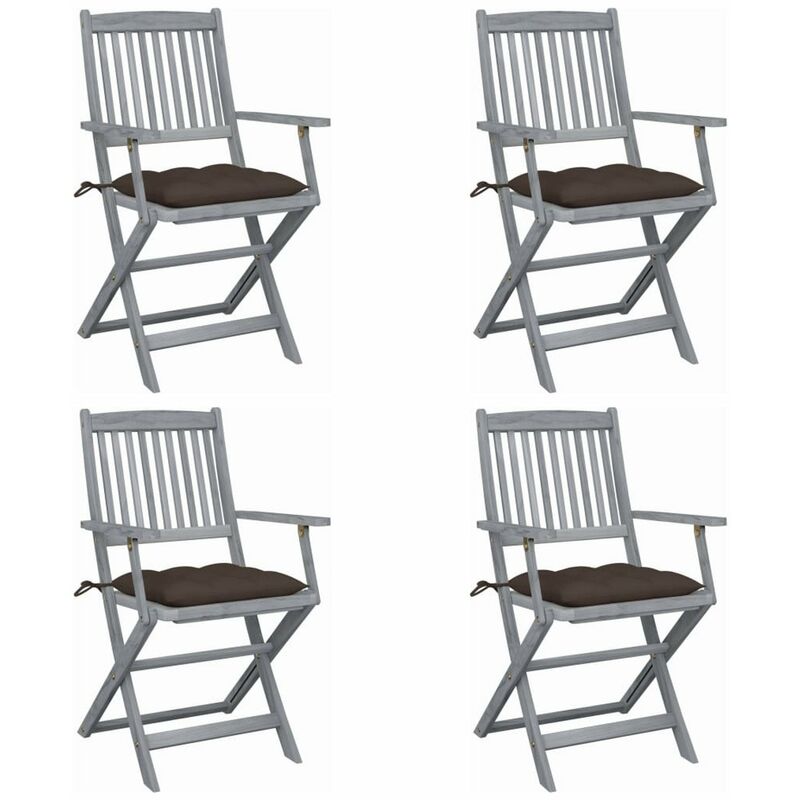 

Sillas de jardin plegables 4 uds cojines madera maciza acacia